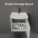 AmpleCharmic 20 Inch Bathroom Vanity with Sink, Small Floating Vanity with Soft-Close Door Modern Cabinet, Faucet, Pop-up Drain, P-Trap Included, White AmpleCharmic