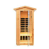 Buycitky Infrared Sauna for Home - 1560W, 1-Person Outdoor Wood Sauna Room with LCD Control Panel, Tempered Glass Door, Low EMF & Bluetooth Sound System Buycitky