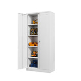 Firstsky Metal Garage Storage Cabinet with Lock, 71" Lockable Garage Cabinet with Doors and Shelves, Steel Lockable File Cabinet, Locking Tool Cabinets for Home, Office, Garage(White, 71 inch) Firstsky