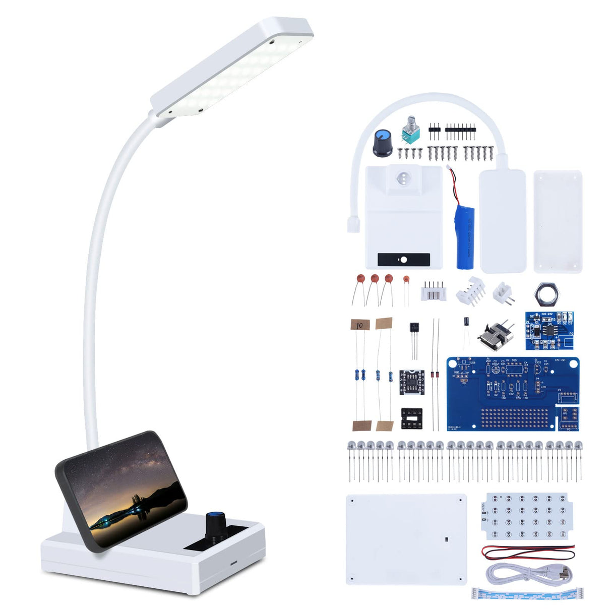 MiOYOOW Soldering Practice Kit LED Desk Lamp with Adjustable Brightness, DIY Electronic Soldering Project Kits Rechargeable Gooseneck Table Light for College High School Education or Home Office Use MiOYOOW
