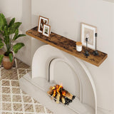 48 Inch Fireplace Mantel Shelf Floating Shelves for Large Wall Mounted Shelves with Invisible Brackets,Brown Long Wall Shelves for Decor Storage Bathroom,Living Room,Kitchen,Office,48"x 9.1" Set of 2 Dreamland