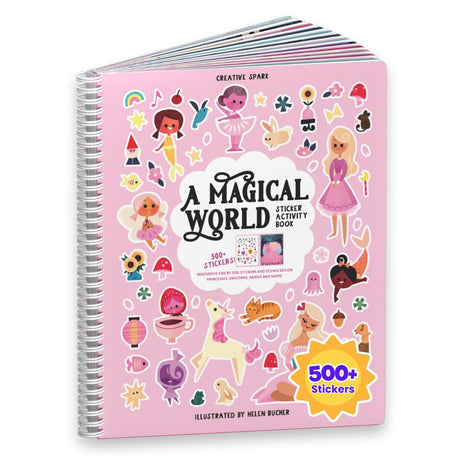 Princess Sticker Book Activity for Kids, A Magical World by Cupkin, Toddler Airplane Travel Essentials, 500+ Stickers for Kids 12 Scenes + Coloring Book Pages, Princess Gift, Crafts Ages 2-8 CUPKIN