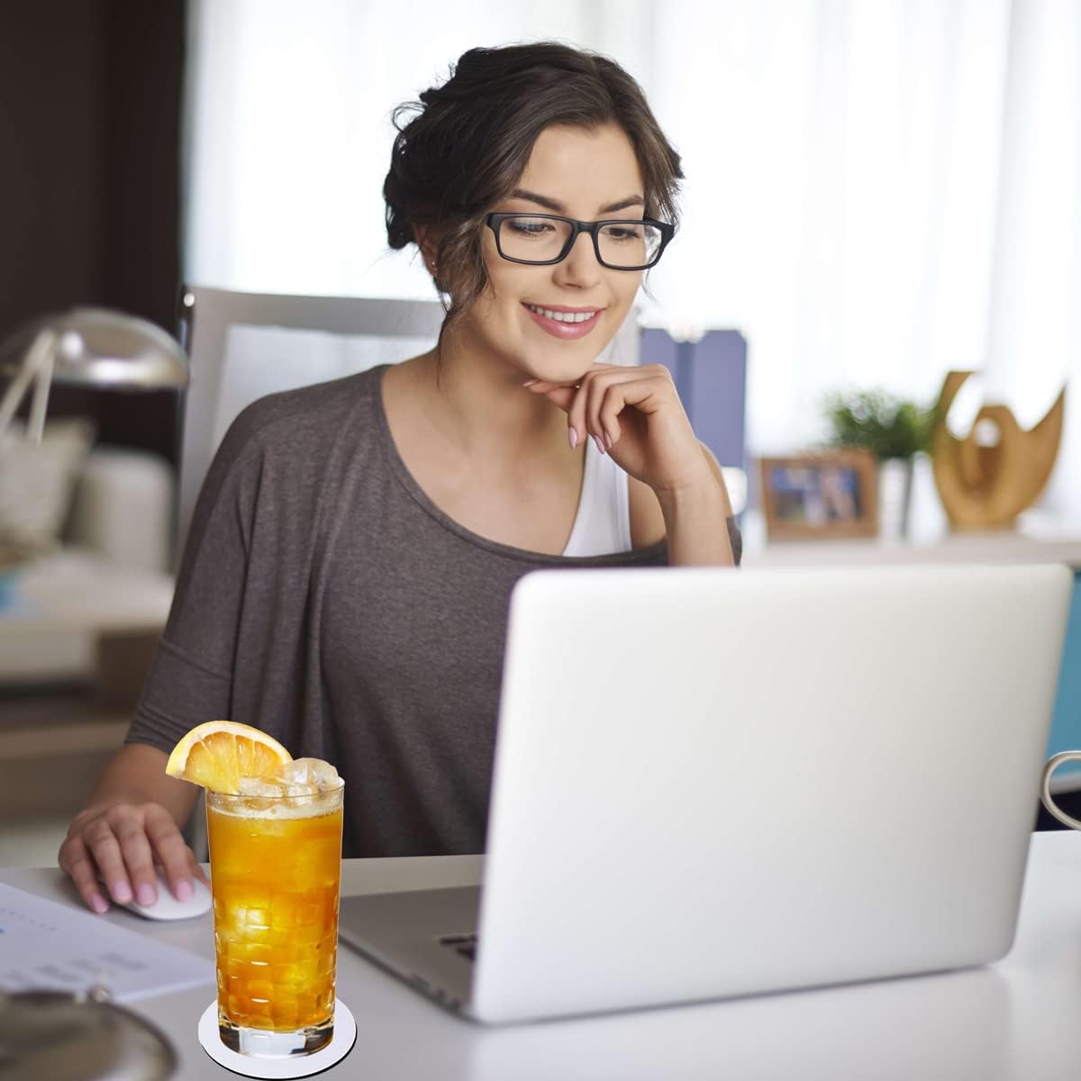 20 Pieces Square and Round Sublimation Coaster Blanks Cup Mat Rubber Heat Transfer Press Printing for DIY Home Kitchen Decor (3.5x3.5x0.12Inch) White REDANHA