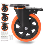 6 Inch Caster Wheels 3000 Lbs, Heavy Duty Casters Set of 4 with Brake, Safety Dual Plate Locking Industrial Casters, Silent Wheels for Cart with Polyurethane Foam (Two Hardware Kits Included) ENYKE