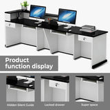 Nuipesn Reception Desk, Counter Desk with Lockable Drawer, Office Computer Table (Pure White+Black/Left, 86.61" L*23.62" W*39.37" H) Nuipesn