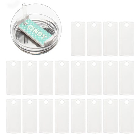 PYD Life 20 PCS Sublimation Acrylic Name Plates Tags Blanks 3" x 1.25" for Stanley 40 OZ Tumblers Personalized Name Topper Customized Designs for Stanley Cup PYD Life