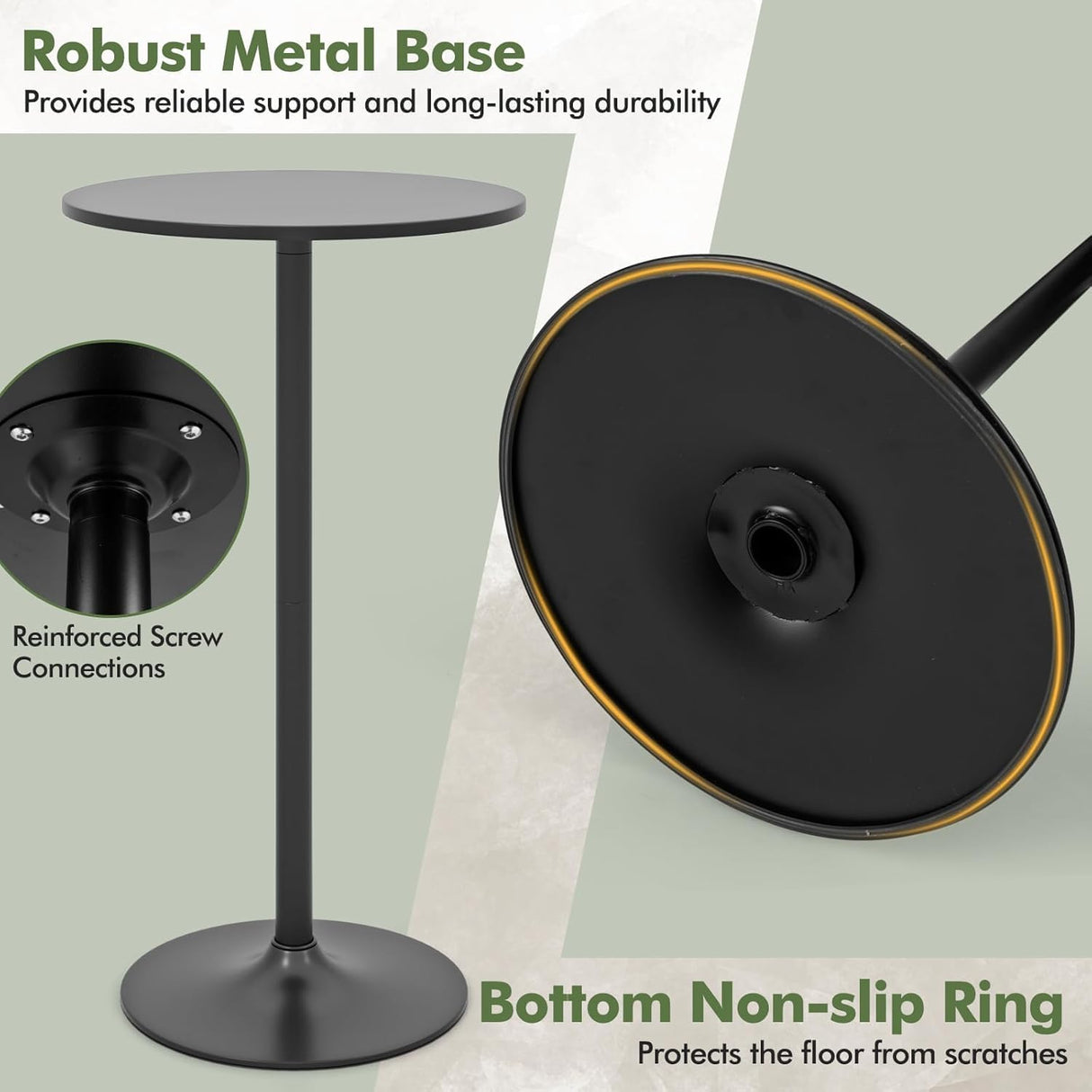 ERGOMASTER Two-in-one Adjustable Height Bar Tables – 24 inch Round Cocktail Table with Sturdy Metal Base, 120 lbs Capacity, 40"/22" Two Convertible Height for Living Room,Restaurant Bistro ERGOMASTER