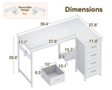 Casaottima L Shaped Desk with 4 Drawers, 40" Small White Computer Desk with Storage, Reversible Kids Study Desk with CPU Stand & Hook, Corner Desk for Home Office Casaottima