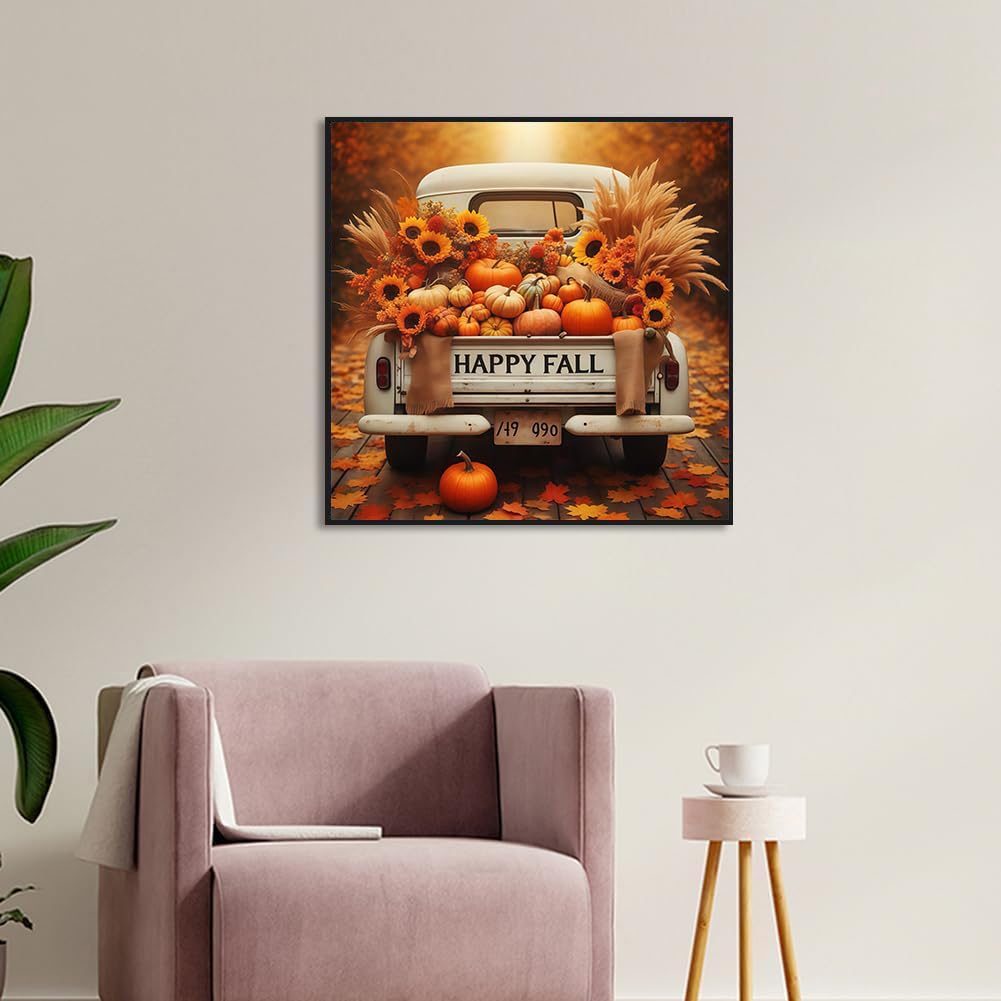 4 pack Thanksgiving Day Diamond Art Kits for Adults Beginners,Fall Turkey Pumpkin Diamond Painting Kits for Adults,5D Full Drill DIY Diamond Dot Gem Art Kit Wall Home Decor Arts Craft 12x12 inch NEGEKFKX