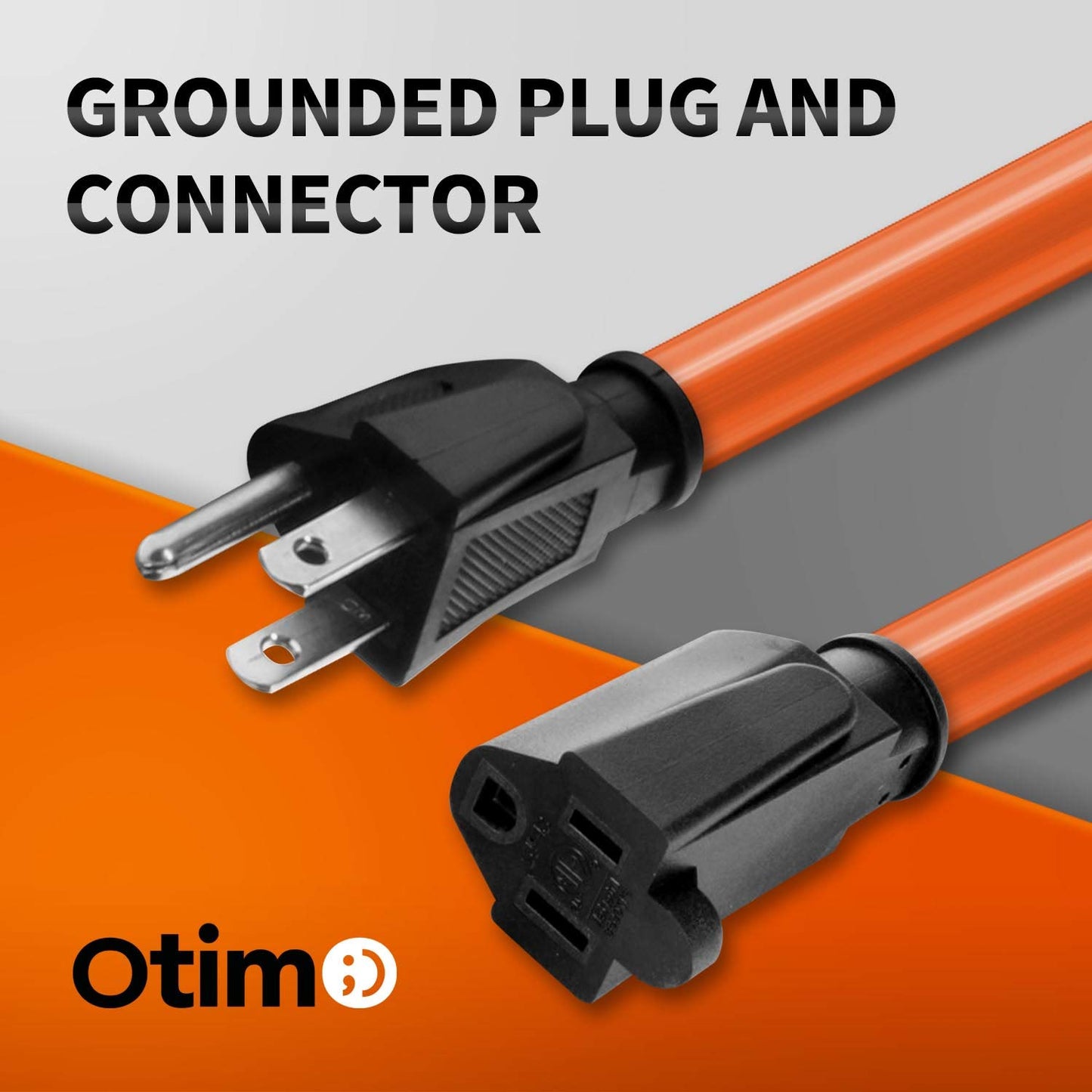 Otimo 100 Ft 16/3 SJTW Orange, Outdoor Extension Cord - 3 Prong Ground Plug, 10A 1250W, Water & Weather Resistant, Flame Retardant - WoodArtSupply