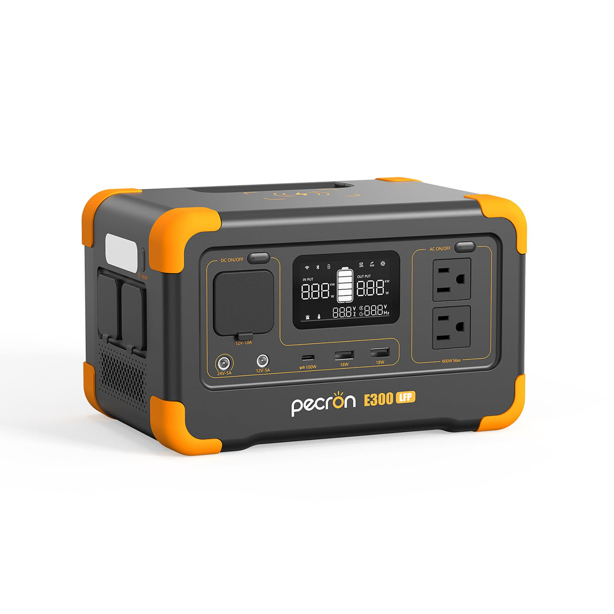 pecron Portable Power Station E300LFP, 288Wh Solar Generator, 2 Up to 600W AC Outlets Power Station, LiFePO4 Battery Fast Charging, Solar Power Station for Home Use, RV, Camping(Solar Panel Optional) pecron