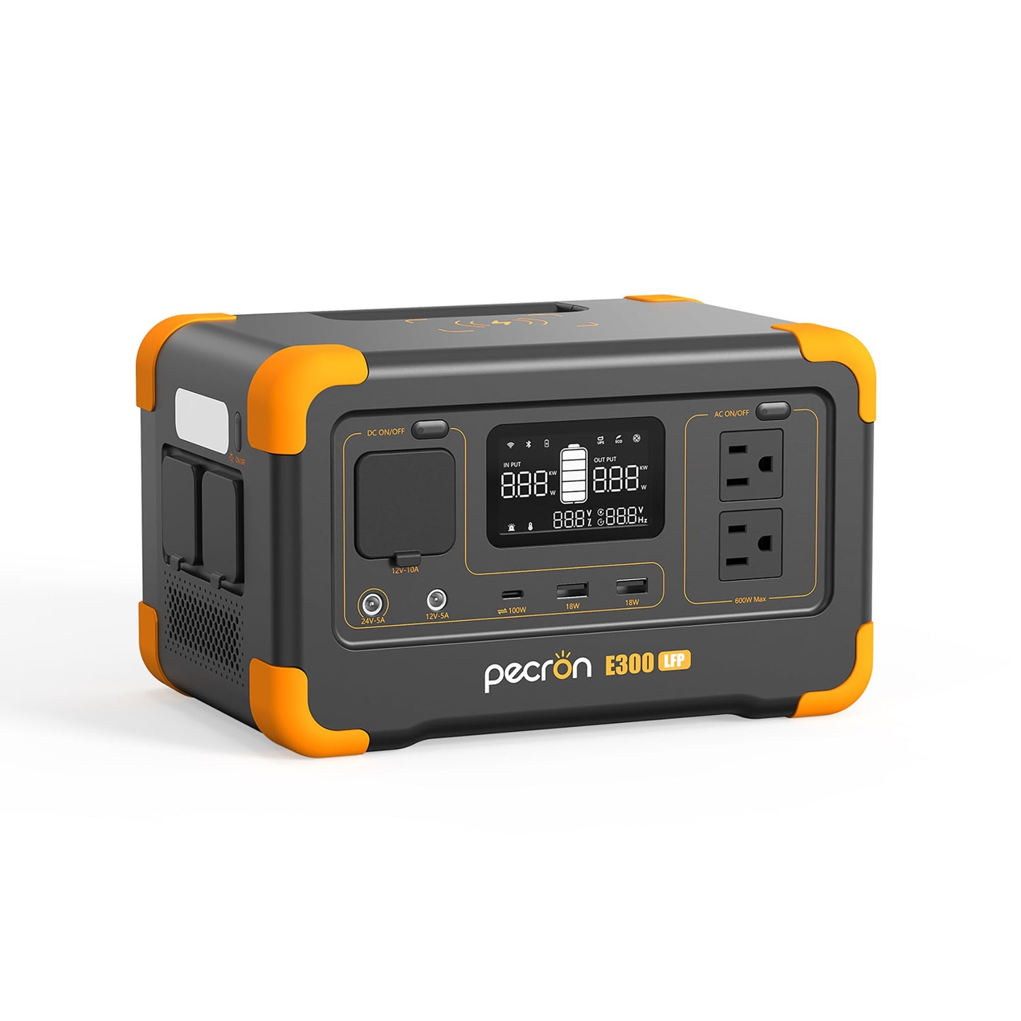 pecron Portable Power Station E300LFP, 288Wh Solar Generator, 2 Up to 600W AC Outlets Power Station, LiFePO4 Battery Fast Charging, Solar Power Station for Home Use, RV, Camping(Solar Panel O - WoodArtSupply