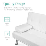 Best Choice Products Faux Leather Upholstered Modern Convertible Futon, Adjustable Folding Sofa Bed, Guest Bed w/Removable Armrests - White Best Choice Products