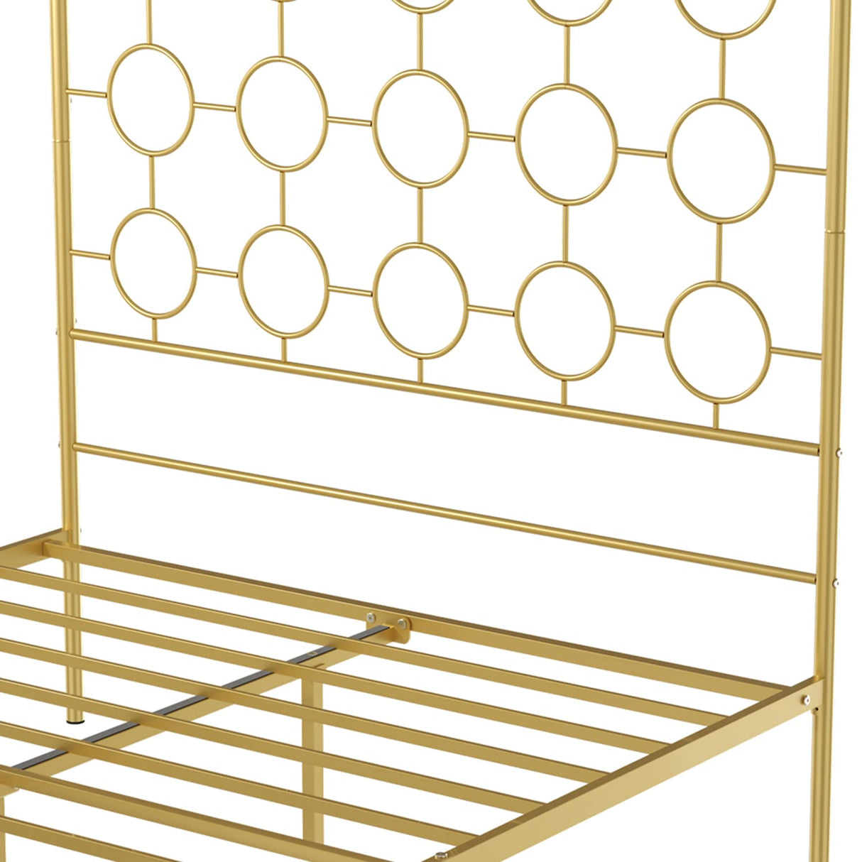 PAUKIN Gold Metal Canopy Bed Frame King/Mattress Foundation with Steel Slat Support/No Box Spring Needed/Easy Assembly (Gold, King) PAUKIN
