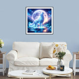 AMORARS Wolf Diamond Painting Kit for Adults, 5D Moon Wolf Diamond Art Beginners - DIY Full Diamond Dot Gem Art Paintings, Suitable Gifts, and Home Decoration Crafts，12x12Inch AMORARS