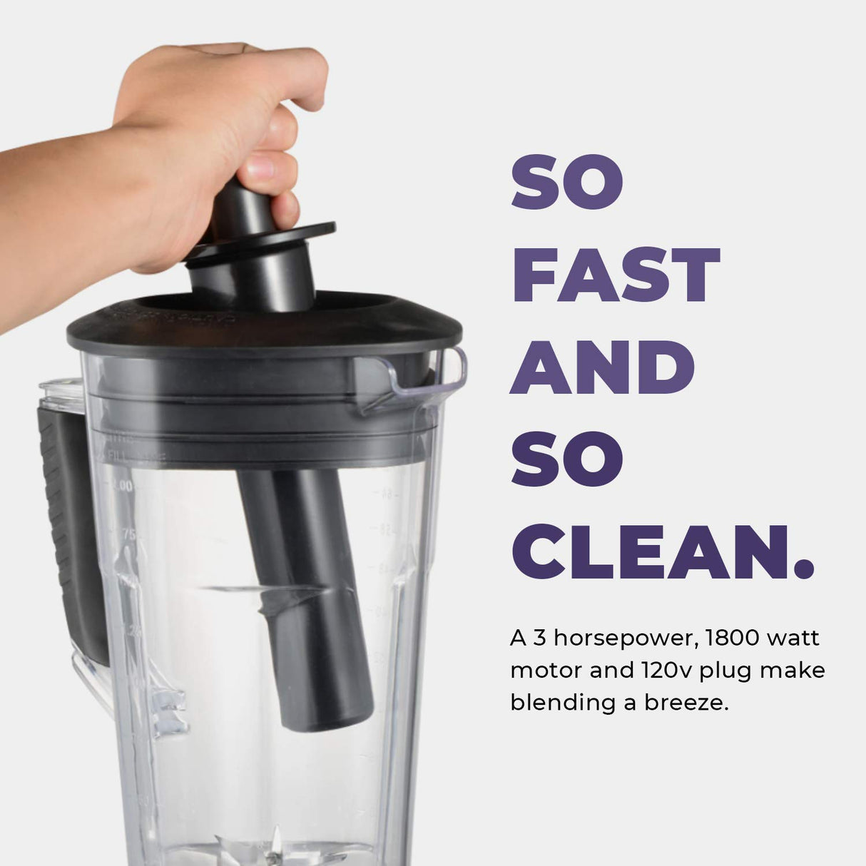 Cleanblend Commercial Blender with 5-Year Full Warranty - 1800W, 3HP, 64oz High-Performance Professional Countertop Blender with Stainless Steel Blades Cleanblend