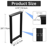 TOCRETOARE Metal Table Legs Heavy Duty, 28”H x 18”W, Metal Furniture Legs for Dining Desk Bench and Coffee Table, Industrial Black DIY Iron Bench Legs, Set of 2 TOCRETOARE