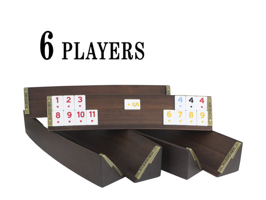 Antochia Crafts 6 Players Oval Rummy Board Game Set - Curved Racks - Personalized Wooden Okey Game Set - WoodArtSupply