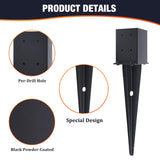 4 Pcs 4"x4" Fence Post Anchor,（Inner Size 3.6"x3.6"） Heavy Duty Fence Post Anchor Ground Spike 22" with Black Powder-Coated Outdoor Support Deck,Fence,Porch,Railing,Mailbox.. XIHUWZ