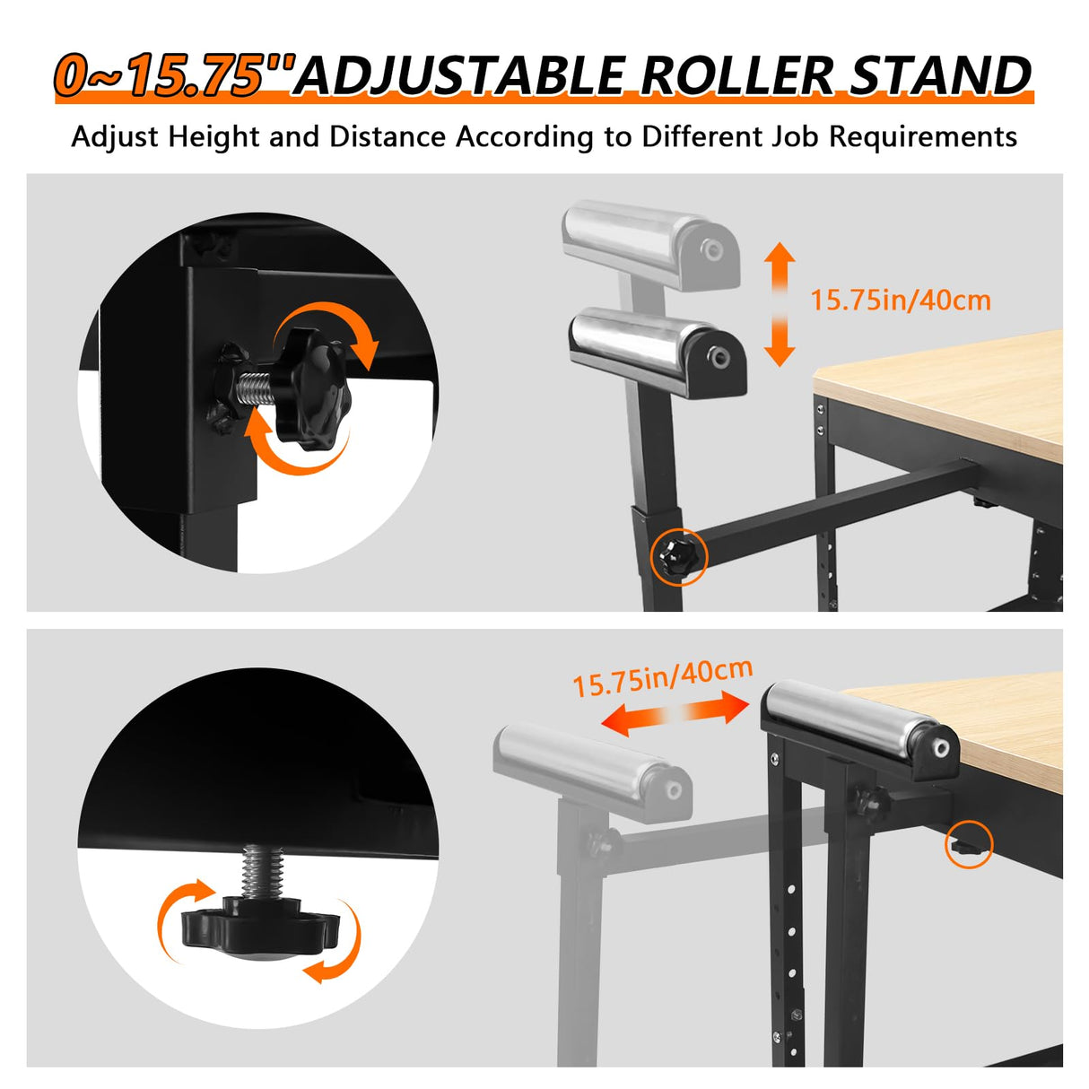 SGOLAN Rolling Planer Stand,550 lbs Load Capacity Tool Stand with Wheels, Height Adjustable Miter Saw Planer Table with Extension Rollers, for Most Planers, Saws, Bench-top Machines, Power Tools SGOLAN