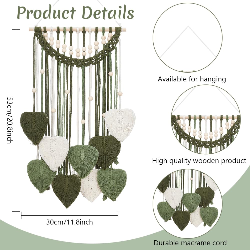 ORIGACH DIY Macrame Leaf Wall Hanging Kit Boho Macrame Leaf Tapestry Kit for Adults Beginner Handmade Macrame Feather Wall Hanging Decor for Living Room Bedroom ORIGACH