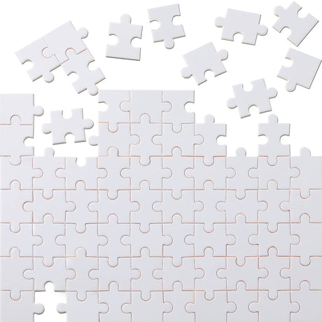 Christmas Blank Jigsaw Puzzle 70 Pieces 0.84 x 0.78 Inch White Blank Puzzle Rectangle Decorating Puzzle for Decorating Boys and Girls Art Activity, Wedding Birthday Party, 5.12 x 3.54 Inches Sumind