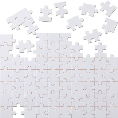Christmas Blank Jigsaw Puzzle 70 Pieces 0.84 x 0.78 Inch White Blank Puzzle Rectangle Decorating Puzzle for Decorating Boys and Girls Art Activity, Wedding Birthday Party, 5.12 x 3.54 Inches