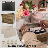 Wooden Recipe Box with Cards and Dividers - Large Rustic 4x6 Recipe Card Box, Wipe Clean Surface, Recipe Card Holder, 100 Double-Sided Cards, 20 Thick Dividers with Stickers, Charts, Complete Gift Set NIIVIIN