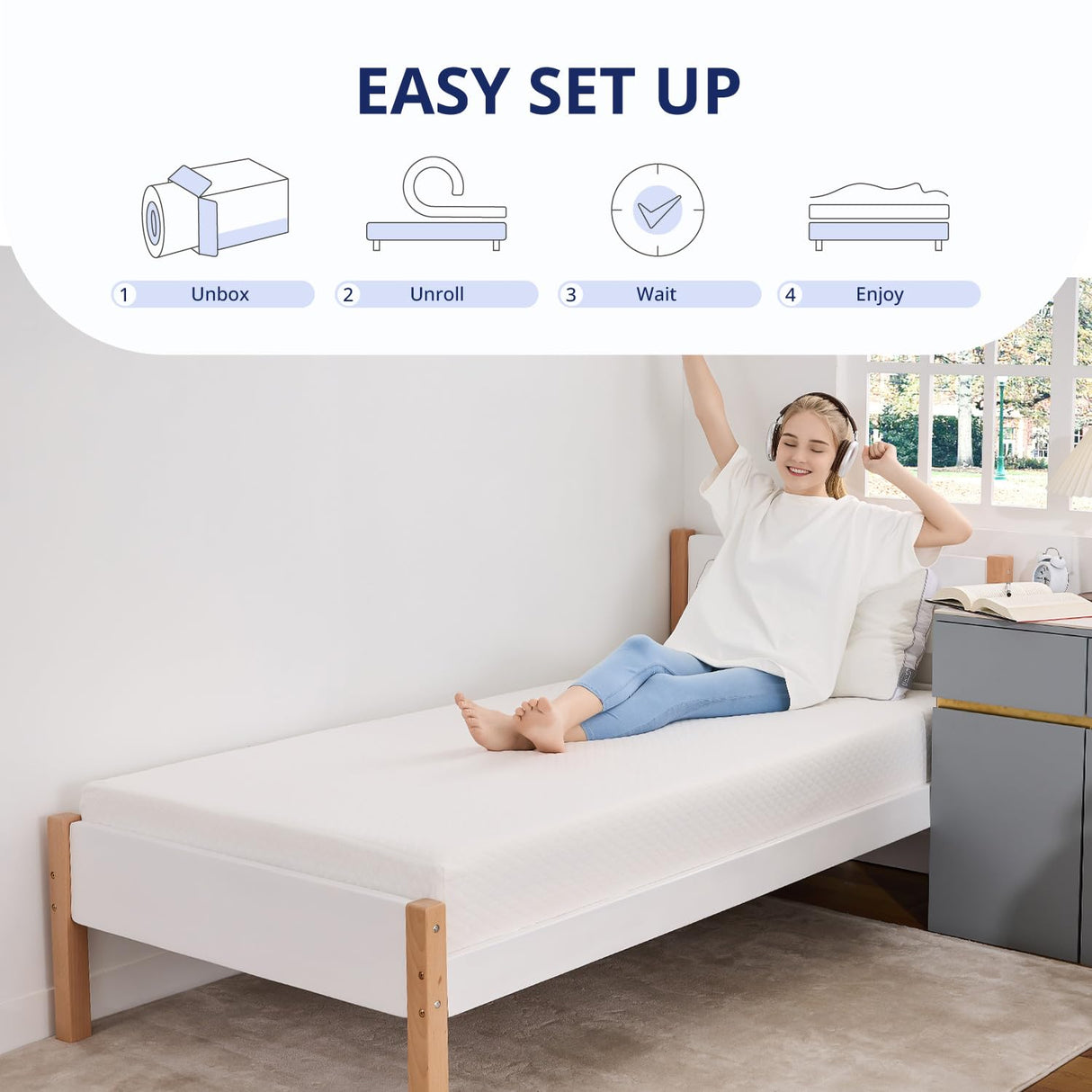 Emerspring Twin Mattress 8 Inch Green Tea Memory Foam Mattress for Cool Sleep & Pressure Relief, Fiberglass Free, Bed in a Box, Removable Washable Cover, CertiPUR-US Certified Emerspring