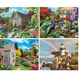Bits and Pieces - 4-in-1 Multi-Pack - 300 Piece Jigsaw Puzzles for Adults-Each Measures 16" x 20" (46cm x 61cm)-Serene Beauty by Artist Alan Giana Bits and Pieces