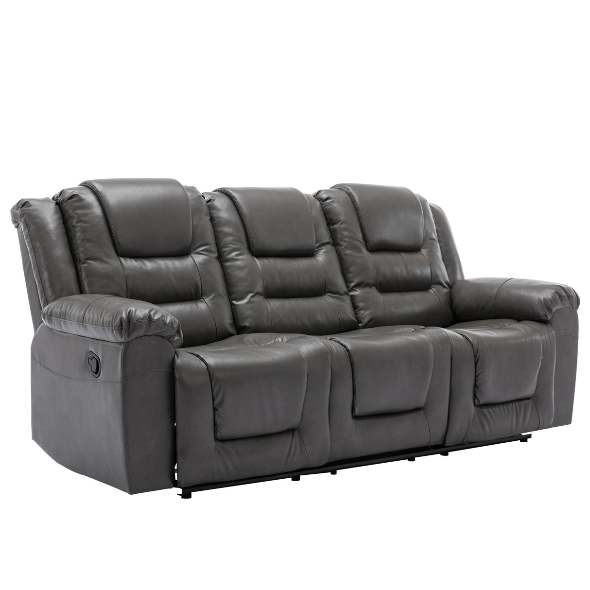 3 Seater Home Theater Recliner Manual Recliner Chair with Two Built in Cup Holders for Living Room,Bedroom, Grey Generic