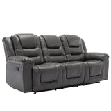 3 Seater Home Theater Recliner Manual Recliner Chair with Two Built in Cup Holders for Living Room,Bedroom, Grey Generic