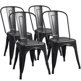 Furmax Metal Dining Chair Indoor-Outdoor Use Stackable Classic Trattoria Chair Chic Dining Bistro Cafe Side Metal Chairs Set of 4 (Black) Furmax