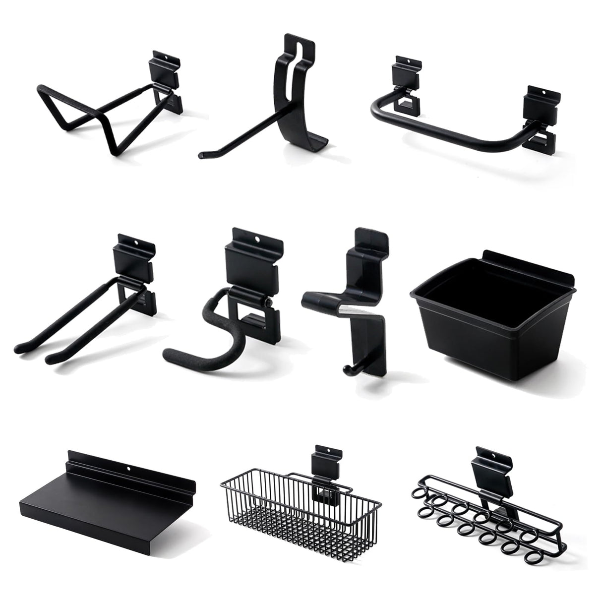Wensilon Black Tool storage wall Broom Holder Mop Hanger Wall Mount Plastic nano-molecule Organization Garage Storage System Garden Kitchen Tool Organizer Wall Control 2ft 3.8 ft. Wensilon