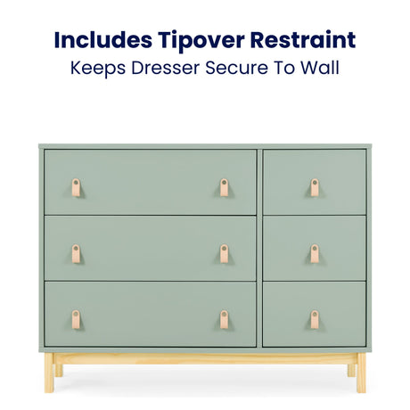 babyGap Legacy 6 Drawer Dresser with Leather Pulls and Interlocking Drawers by Delta Children - Greenguard Gold Certified, Sage Green w/Natural Delta Children