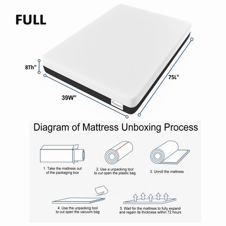 LIYIH Full Mattress,8 Inch Full Size Mattress Kids Bed,Suitable for Indoor, Camper/RV, Travel, Guest Room,Improved Sleep and Pressure Relief, CertiPUR-US 【2024 New Version】 LIYIH