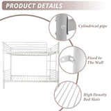 Karl home White Bunk Bed Twin Over Twin, Metal Bunk Bed with Built-in Ladder and Safety Guardrail, Space-Saving Twin Bunk Beds for Kids, Teens & Adults, No Box Spring Karl home