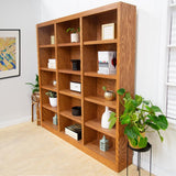 Concepts In Wood Traditional 72inches Tall 15-Shelf Triple Wide Wood Bookcase, Dry Oak Concepts In Wood