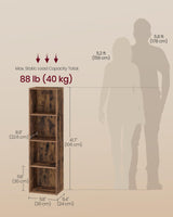 VASAGLE Custos Collection - Bookshelf, 4-Tier Bookcase, Book Shelf, Open Storage Shelf, 9.4 x 11.8 x 41.7 Inches, for Living Room, Home Office, Dining Room, Rustic Brown ULBC434K01 VASAGLE
