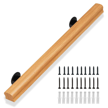 Stair Railing Indoor Wood 2FT, Sturdy Hand Rails for Indoor Stairs, Non-Slip Stair Handrails for Corridor, Lofts, Patio, Kindergarten, Wall Mounted Staircase Grab Bar for Elderly (Burlywood 2FT) LOYUDEQIU