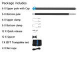 12FT Trampoline Enclosure Net with Universal Trampoline Replacement Enclosure Poles and Hardware (Fit for 12FT Trampoline with 6 Poles) Zoomster