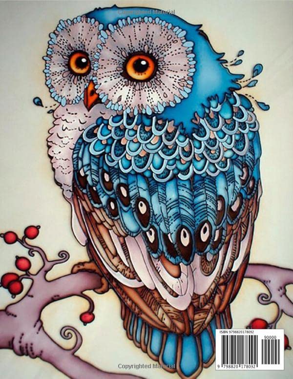 Owl coloring Book: Owls Adult Coloring Book: New and Expanded Edition with 50 Unique Designs Majosta