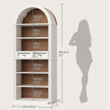 RALGEND Arched Bookshelf, 73" Tall Arch Bookcase with Drawers, 6-Tier Farmhouse Book Shelf, Wooden Bookshelf with Open Display Shelves for Living Room, Office, Adjustable Shelf, Walnut and White RALGEND