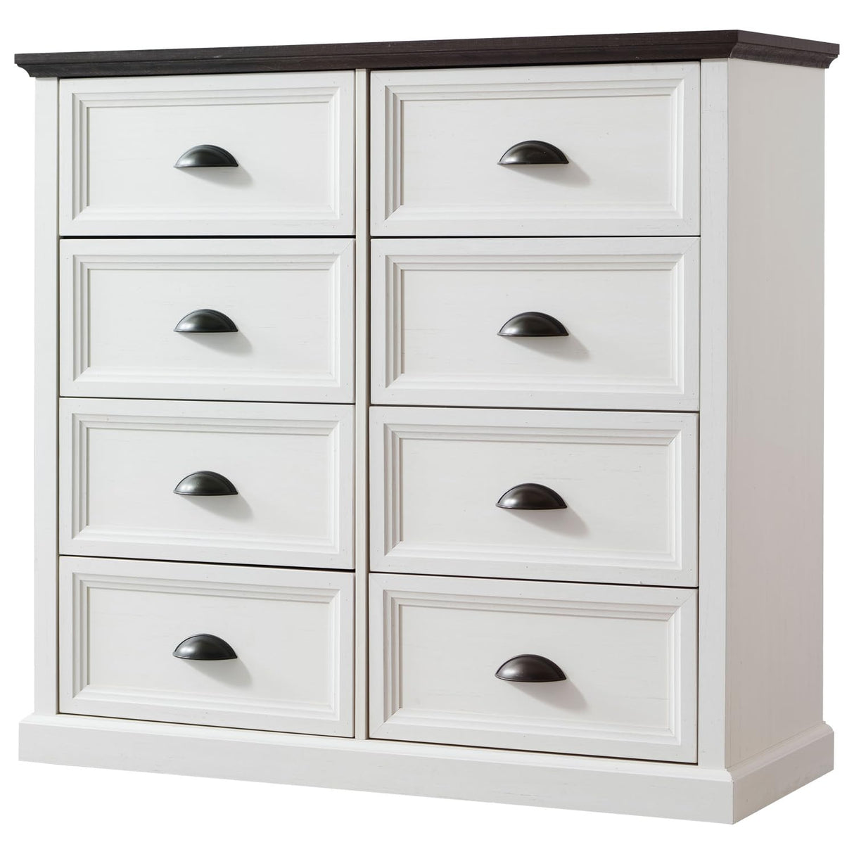 IFGET Farmhouse 8 Drawer Dresser for Bedroom, Tall Chest of Drawers, Chest of Drawers Organizer Storage, Wood Rustic Bedroom Dresser for Closet, Living Room, Hallway, White IFGET