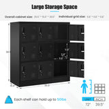 Greenvelly 9 Door Storage Locker for Employee, Metal Locker for Office, Gym, Shool, Lockable Black Steel Locker with Lock and Card Slot for Home,Garage Greenvelly