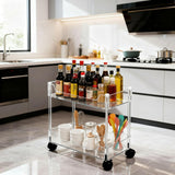 Betoveren 2 Tier Utility Rolling Cart Storage Organizer with Wheels Under Desk Mobile Bathroom Cart Organizer for Office Bathroom Home Kitchen Organization Transparent (Width 8.85 Inches) Betoveren