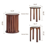 Buzleer Stackable Stools Set of 4, Solid Wood Nesting Coffee Table Saving Space Nesting Side Tables for Kitchen Bedroom Living Room Bar Buzleer