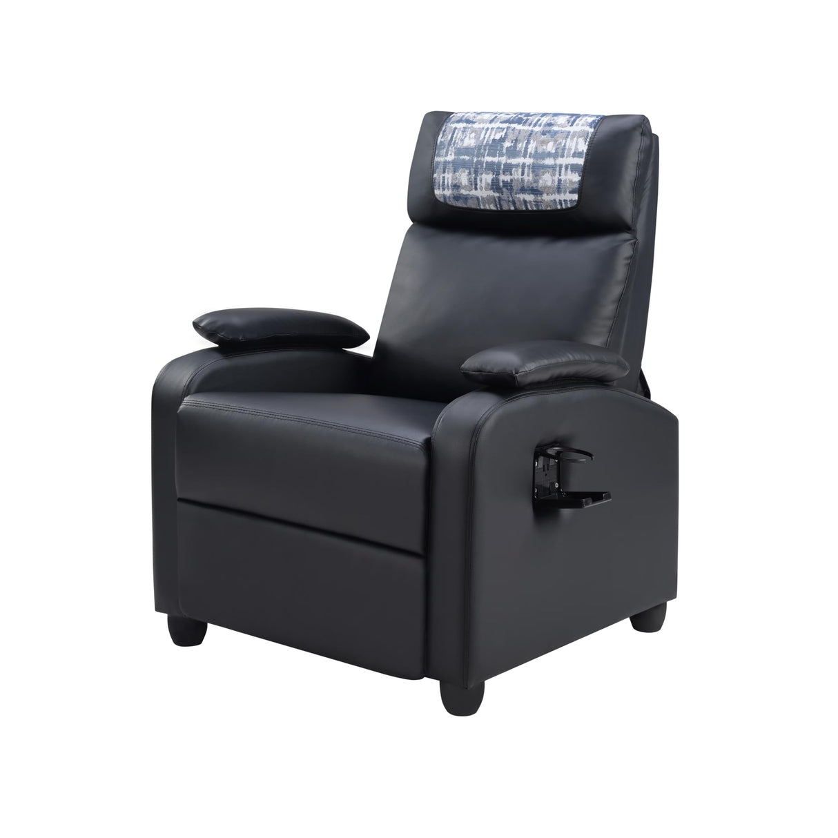 Manual Recliner Chair with Cup Holder – Classic PU Leather Reclining Single Sofa for Living Room, 3-Position Adjustable Recliner with Footrest and Headrest Pillow, Easy Assembly (Black) Generic