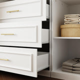 FUFU&GAGA Wardrobe Closet Collection with Doors, Modern White Bedroom Armoire System with Gold Handles, Modern Clothes Storage Cabinet with Drawers, Shelves, Hanging Rods, 79.1”W x 19.3”D x 74.8”H FUFU&GAGA