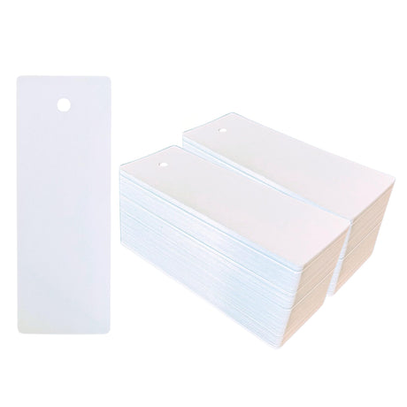 Gionello 300 Blank White Cardstock Bookmarks with Pre-Punched Hole - Bulk Plain Bookmarks to Decorate, Arts and Crafts, Gift/Price Tags, School and DIY Projects (5.5" x 2") Made in USA Gionello